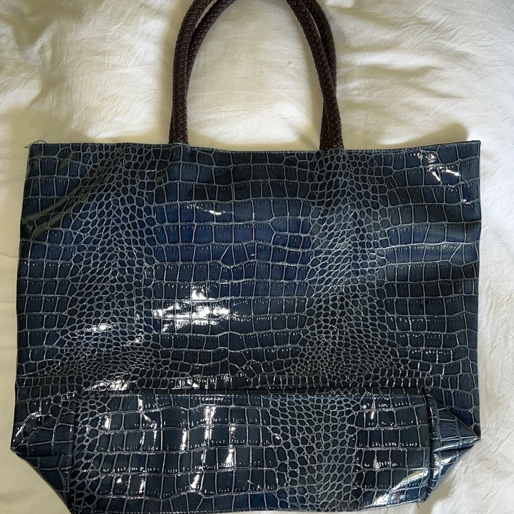 Neiman Marcus Faux Crocodile Tote